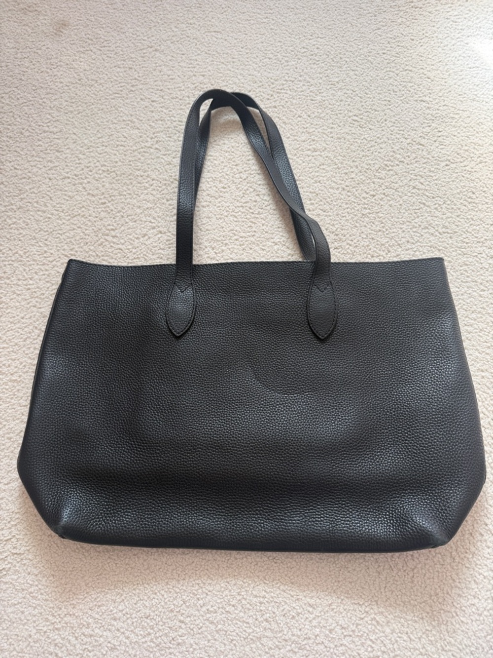 Burberry Black Pebbled Leather Logo Tote - Picture 3 of 4